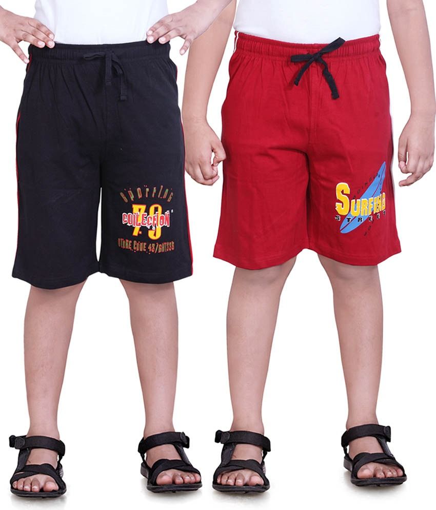     			Dongli Pack of 2 Cotton Shorts For Boys ( Red )