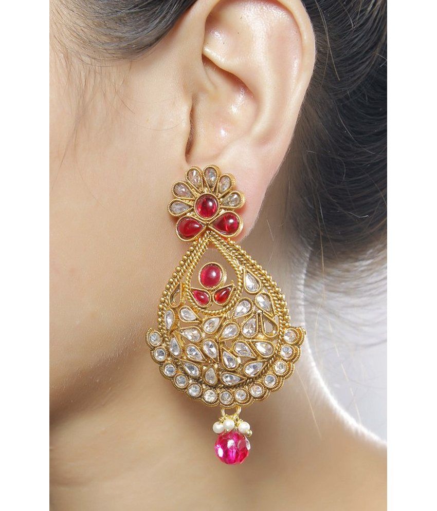 Much More Unique Fashion Design Crystal Made Gold Plated Polki Much More Unique Fashion Design Crystal Made Gold Plated Polki Earring