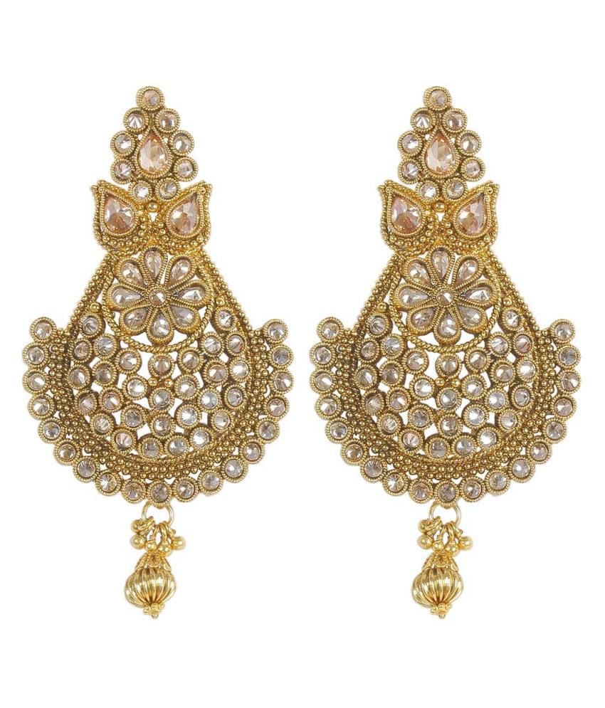 Much More Indian Traditional Gold Plated Peach Color Polki Earring