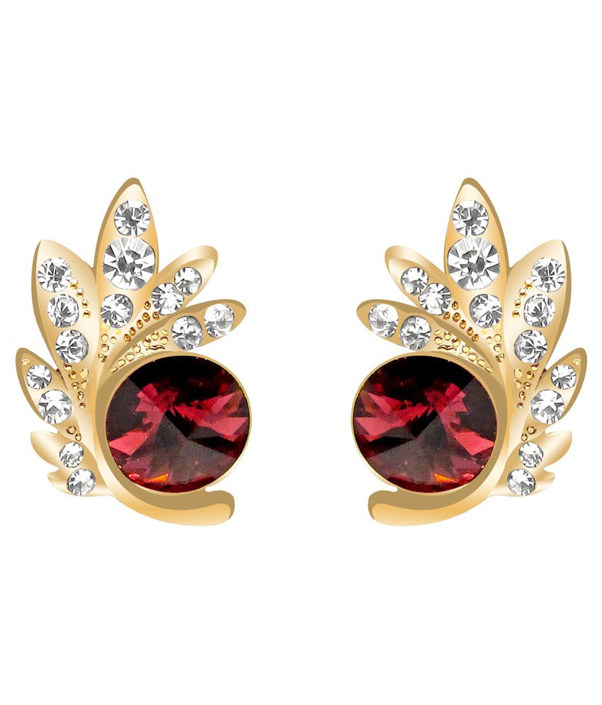 Jewelz Red American Diamond Stud Earrings - Buy Jewelz Red American ...