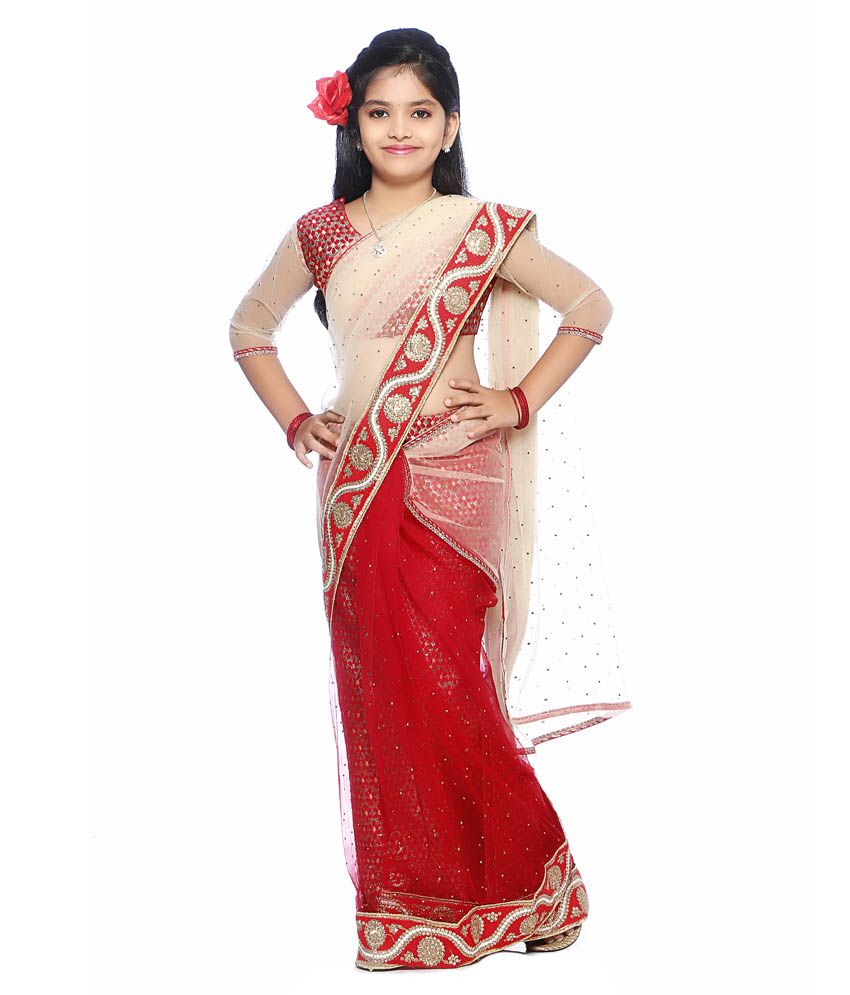 Bhartiya Paridhan Girls Ready To Wear Stitched Saree - Buy Bhartiya ...