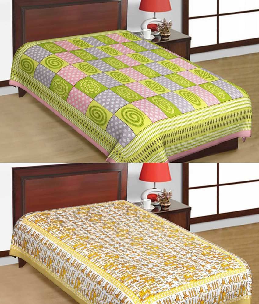 Dnf Multicolour Cotton Single Bedsheet Set Of 2 Buy Dnf Multicolour