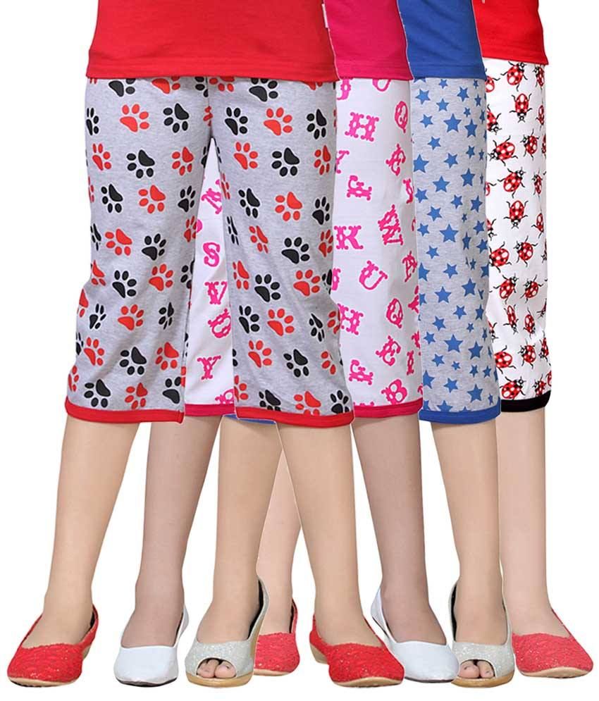     			Sini Mini - Multicolor Cotton Girls Capris ( Pack of 4 )