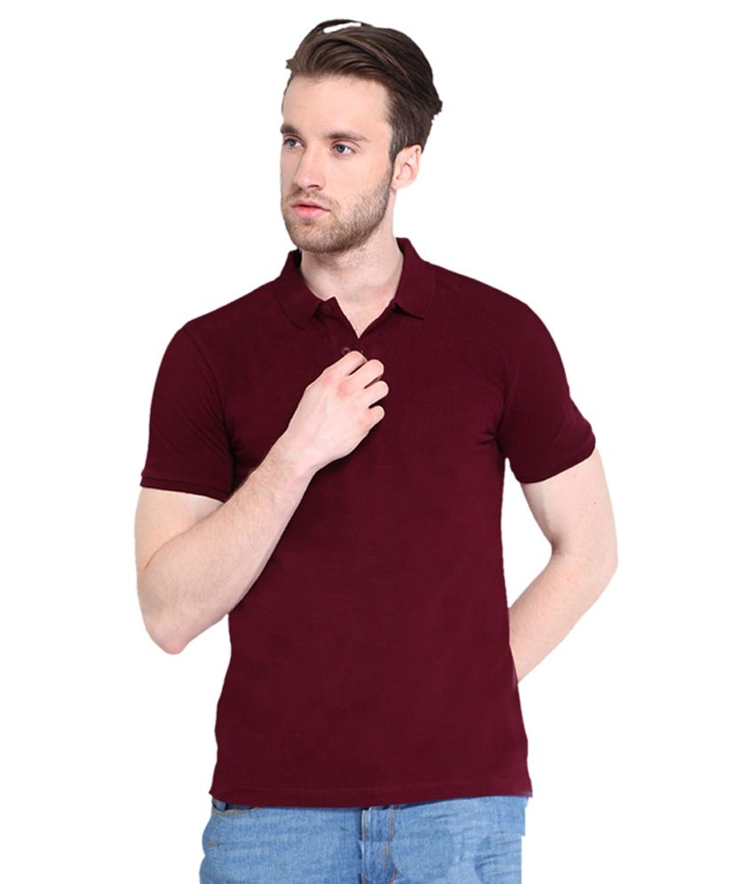     			Concepts Maroon Half Sleeves Basics Polo T-Shirts