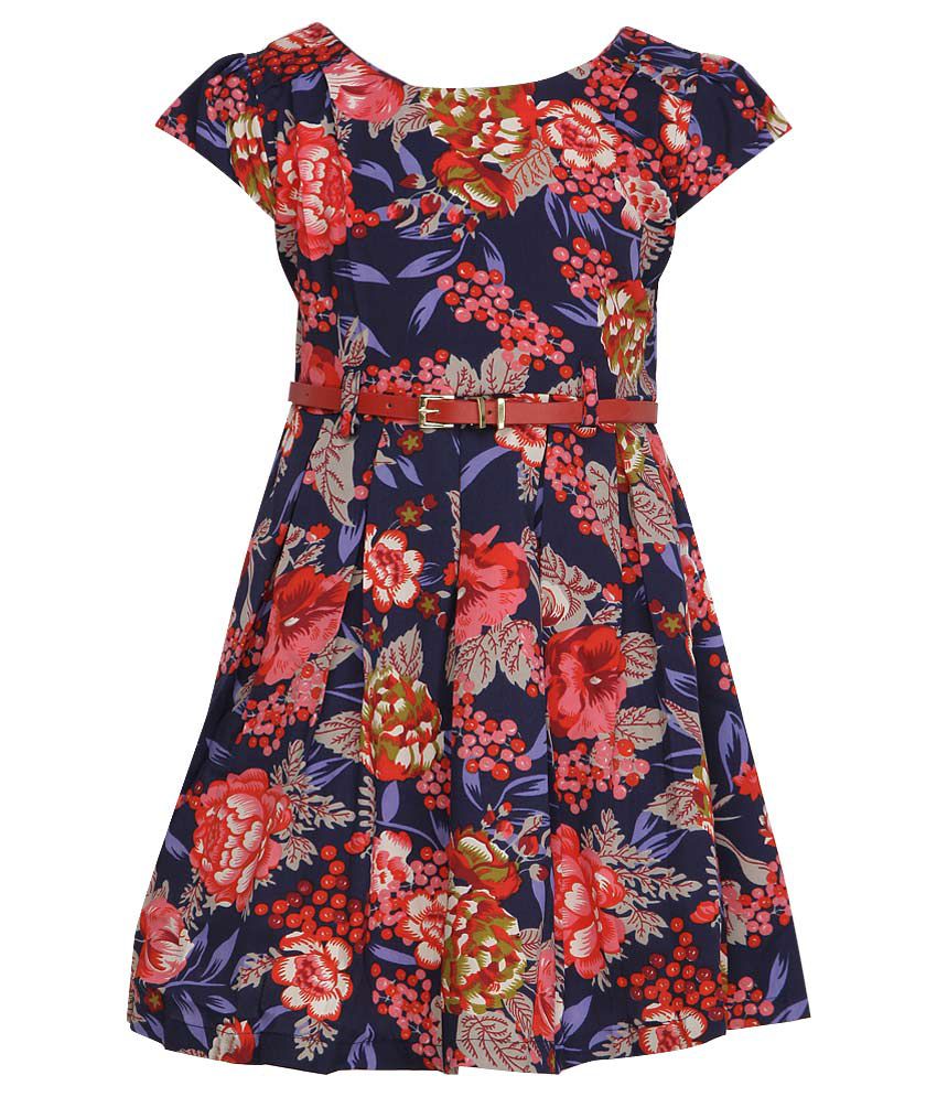 Peppermint Navy & Red Floral Printed Polyester Dress - Buy Peppermint ...