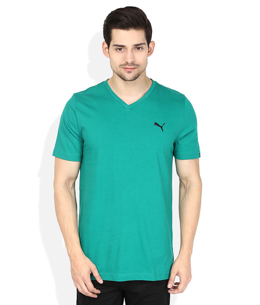 Puma Green V-Neck T Shirt - Buy Puma Green V-Neck T Shirt Online at Low ...