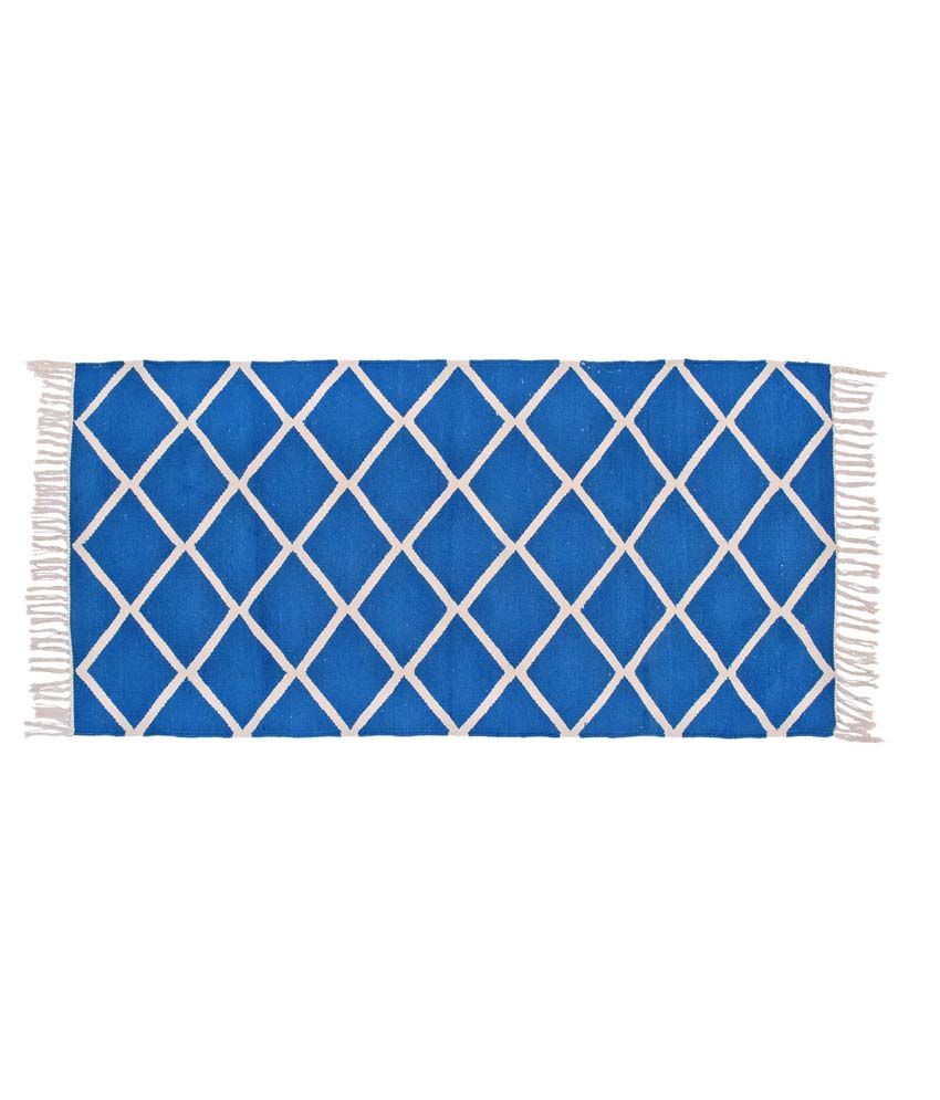 Natural Furnish Blue Cotton Checks Rug Buy Natural Furnish Blue