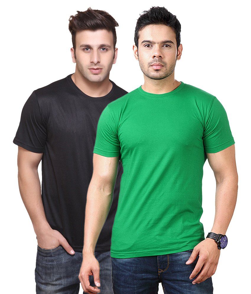     			Funky Guys Black and Green Cotton Blend Polo T-shirt