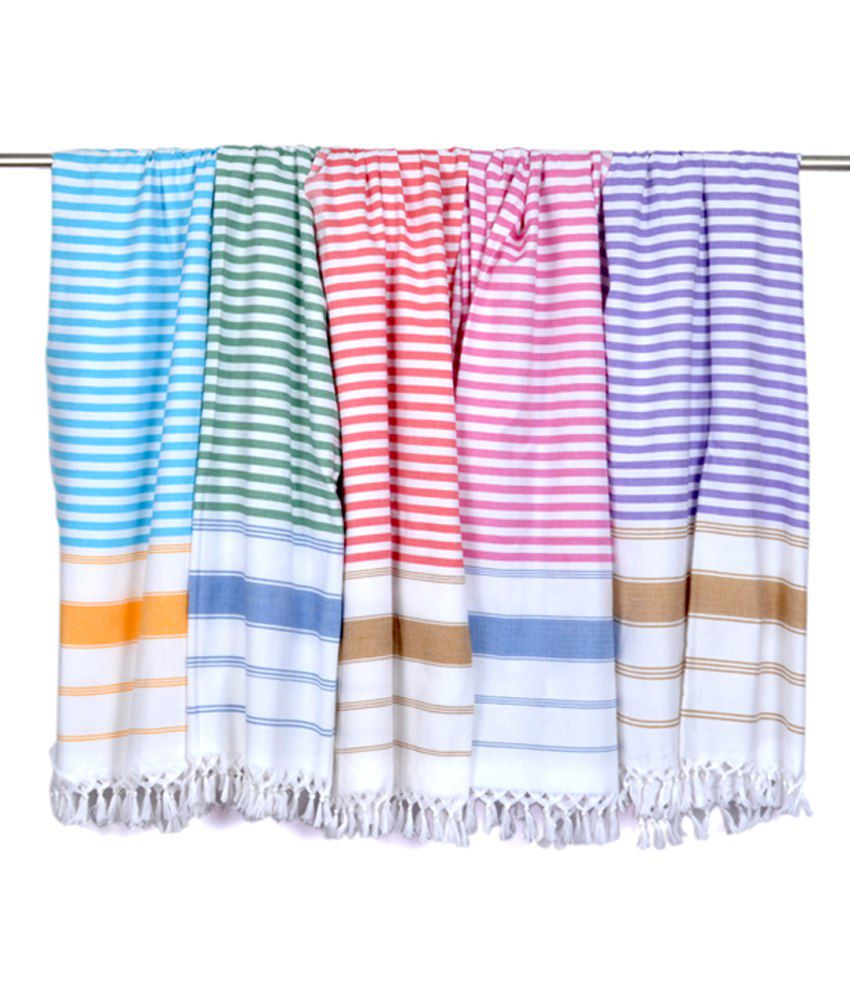 Sathiyas Set of 5 Cotton Bath Towel - Multi Color
