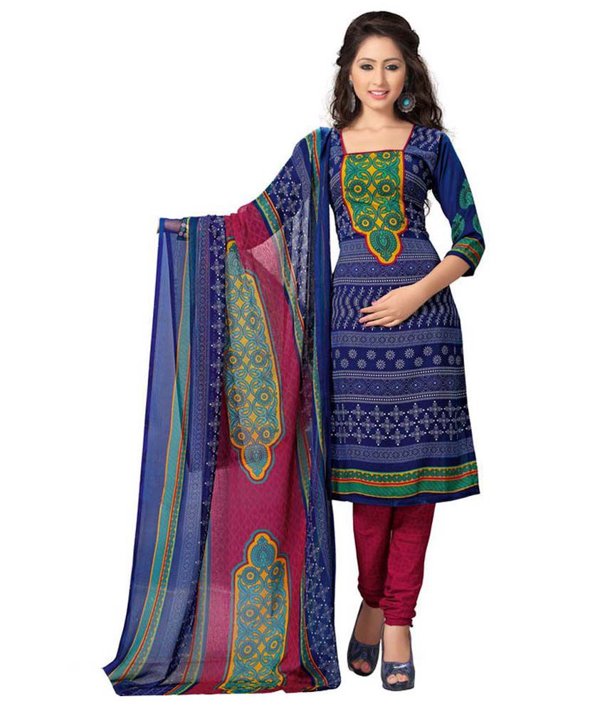 SDM Indian Dress Material Salwar Suit Printed Pure Crepe Unstitched ...