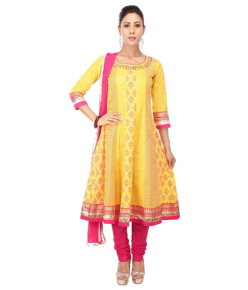 Haute Curry by Shoppers Stop Women Cotton Anarkali Printed Churidar ...