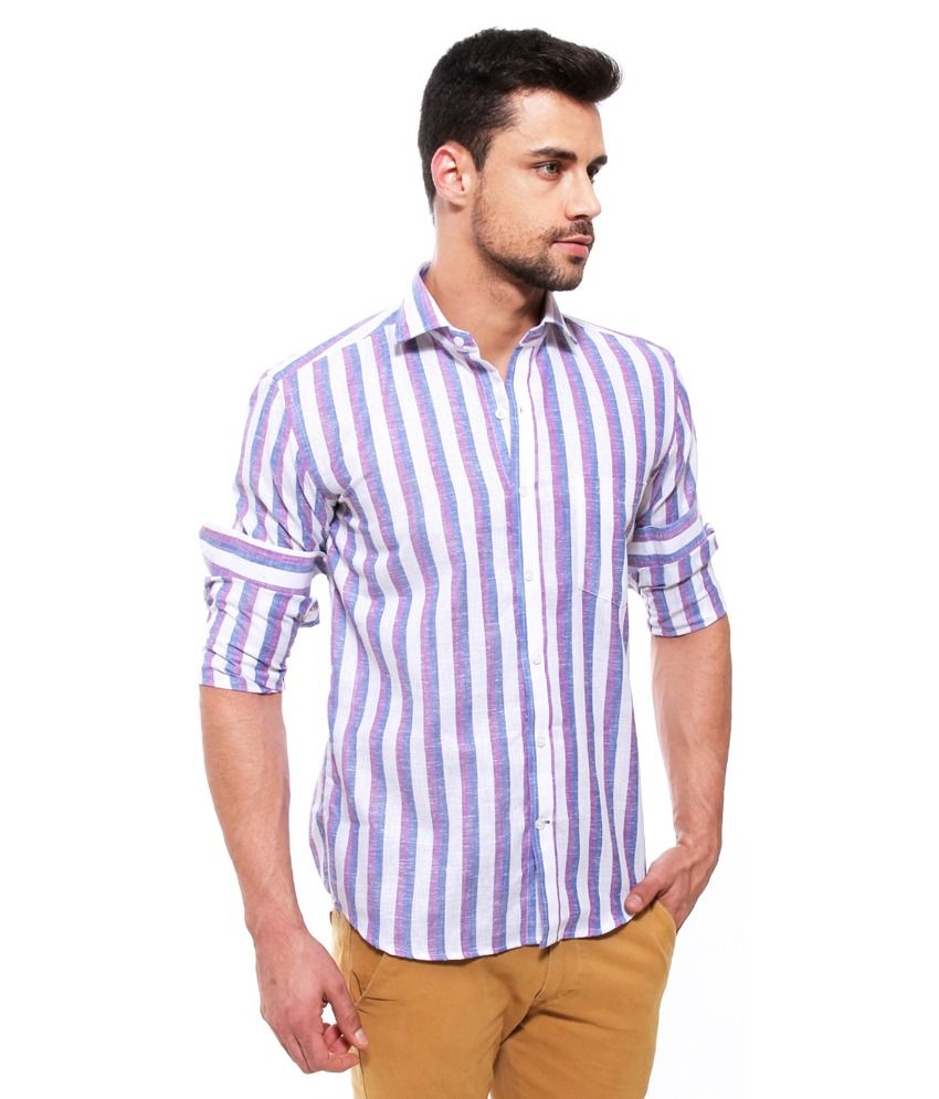 Jermyn Crest- Premium Linen Casual Shirt- Striped Pattern - Buy Jermyn ...