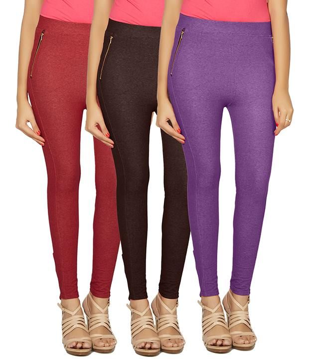 red denim jeggings