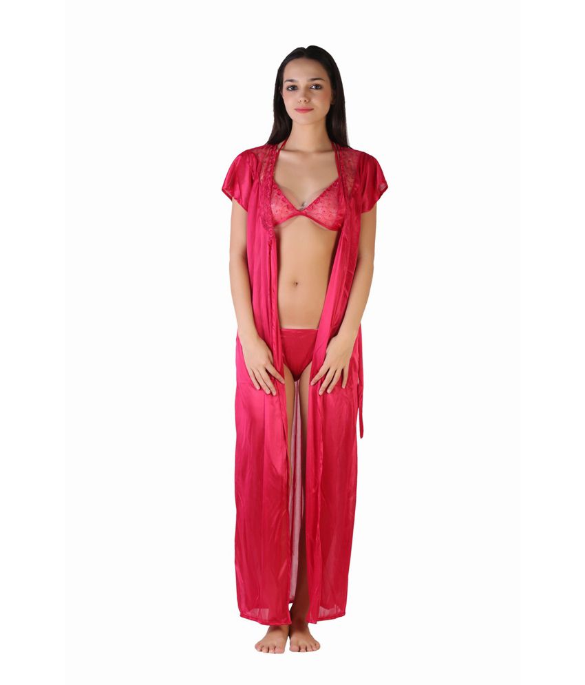 Buy Style Height Red Satin Nighty And Night Gowns Pack Of 6 Online At Best Prices In India Snapdeal 