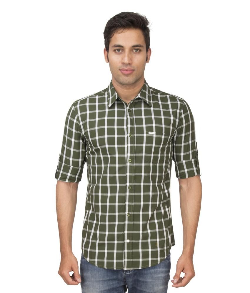 dark green checks shirt