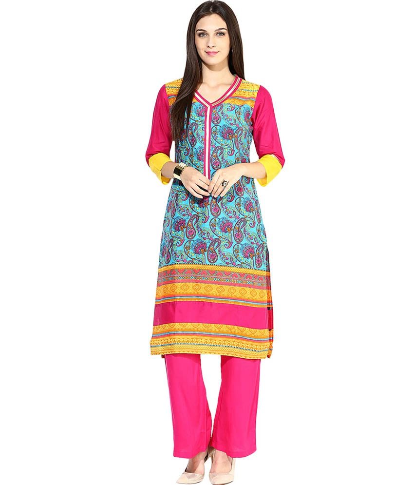 Jaipur Kurti Multi Cotton Stitched Suit - Buy Jaipur Kurti Multi Cotton ...