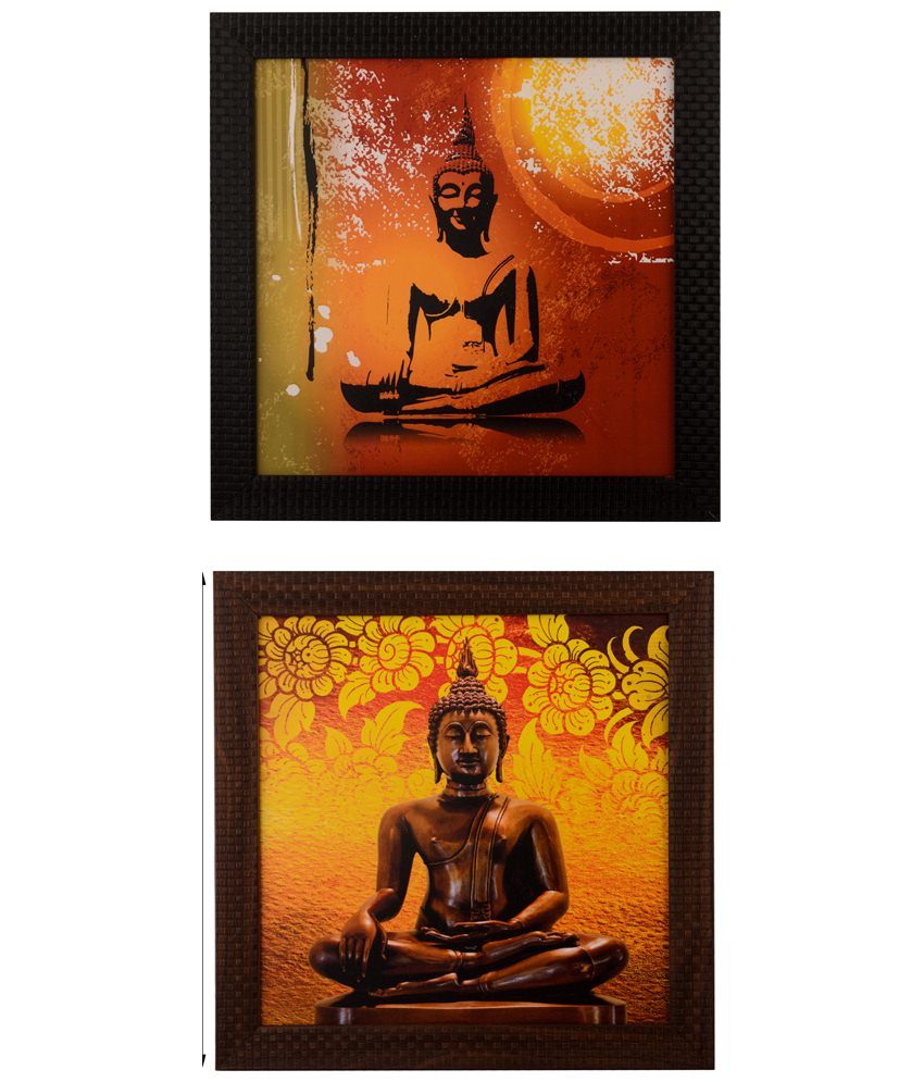     			eCraftIndia Orange & Yellow Pack of 2 Framed UV Art Print Paintings