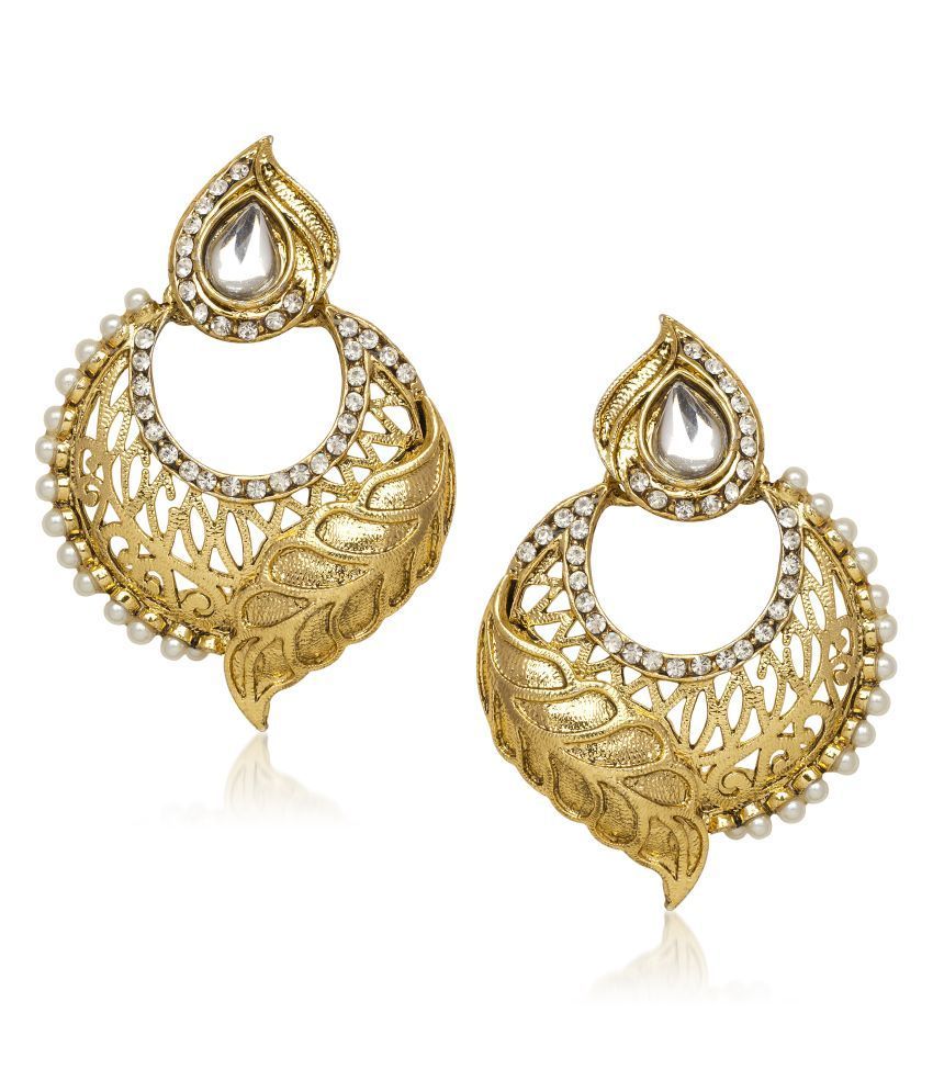 Meenaz Golden Alloy CZ Hoops Buy Meenaz Golden Alloy CZ Hoops Online