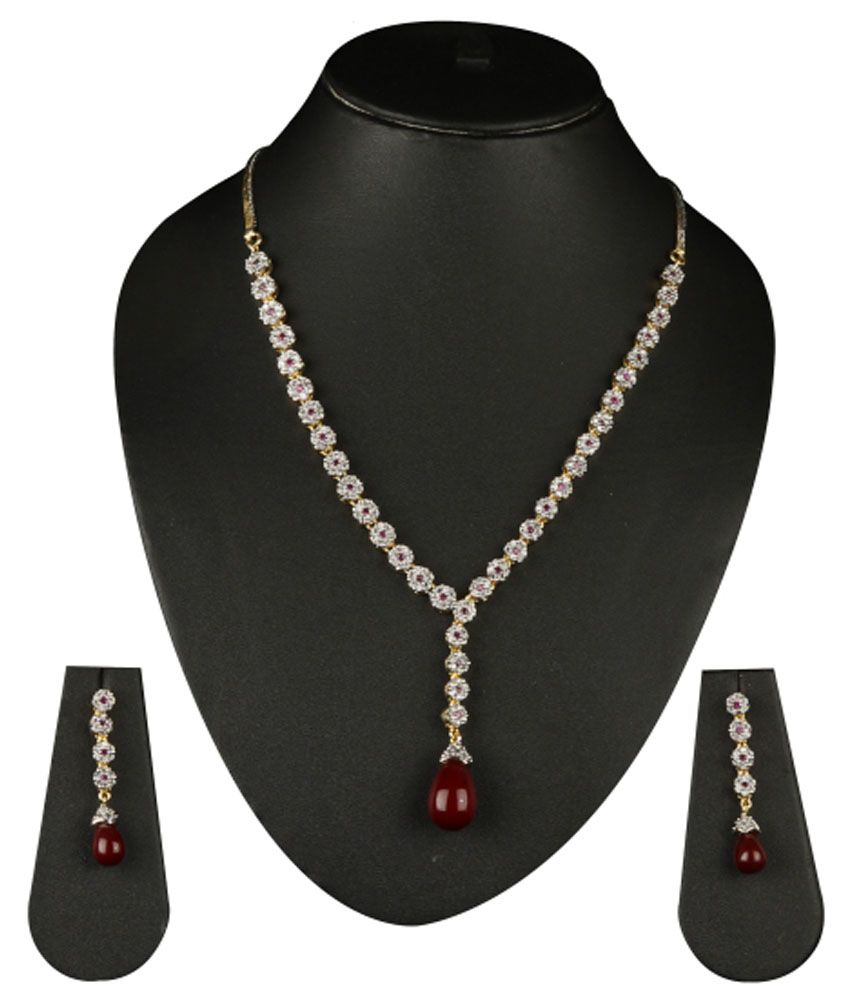 Vgjewel White Copper American diamonds Necklace Set Buy Vgjewel White Copper American diamonds