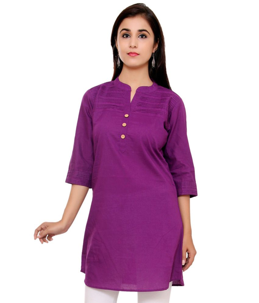 Indian Virasat Purple Cotton Tunics - Buy Indian Virasat Purple Cotton ...