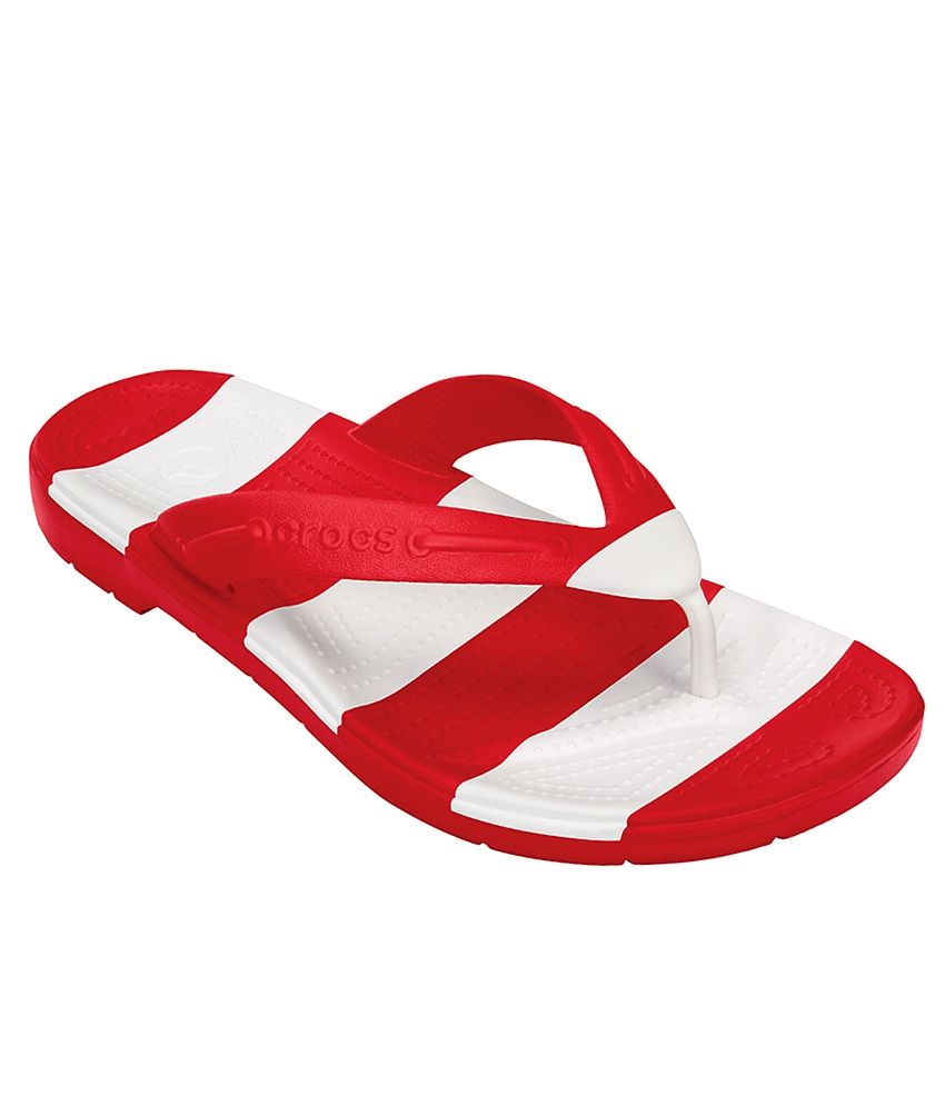 red croc flip flops