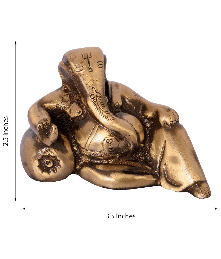     			eCraftIndia Brown & Golden Brass Lord Ganesha with Masand Figurine