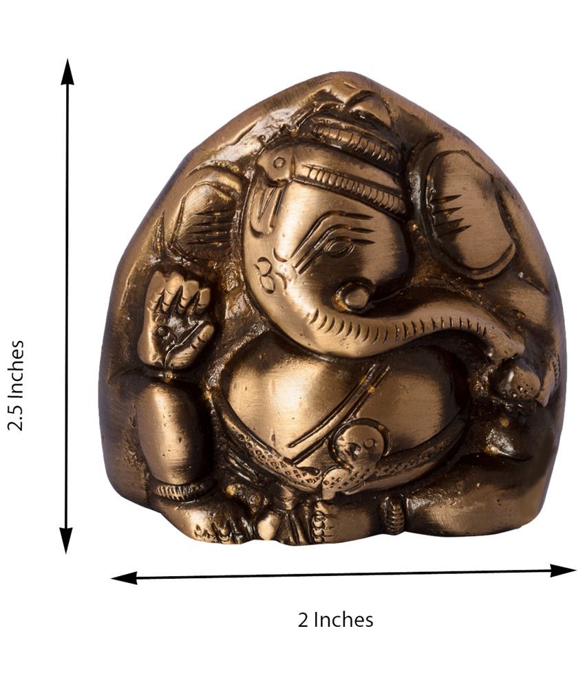     			eCraftIndia Brown & Golden Brass Two Faced Lord Ganesha Figurine