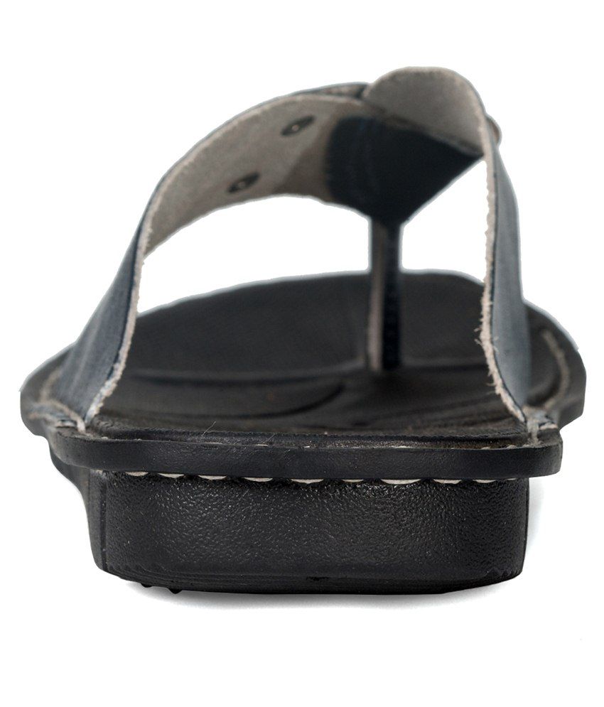 KHADIM Black Leather Slip-On Sandal Price in India- Buy KHADIM Black ...