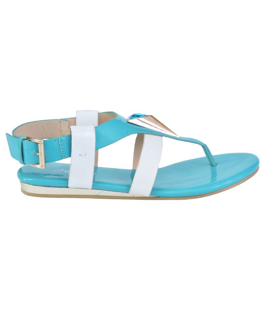 blue flat sandals ladies