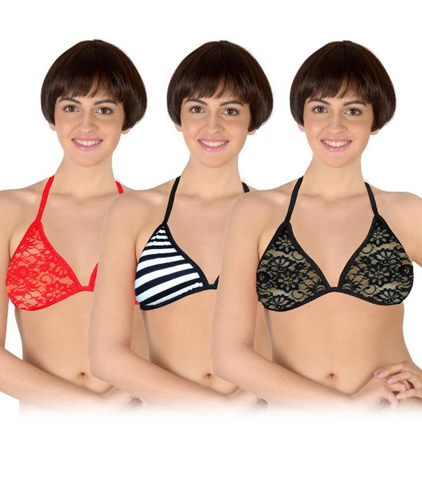     			Selfcare Pack of 3 Nylon Women's T-Shirt Bra ( Multi Color )