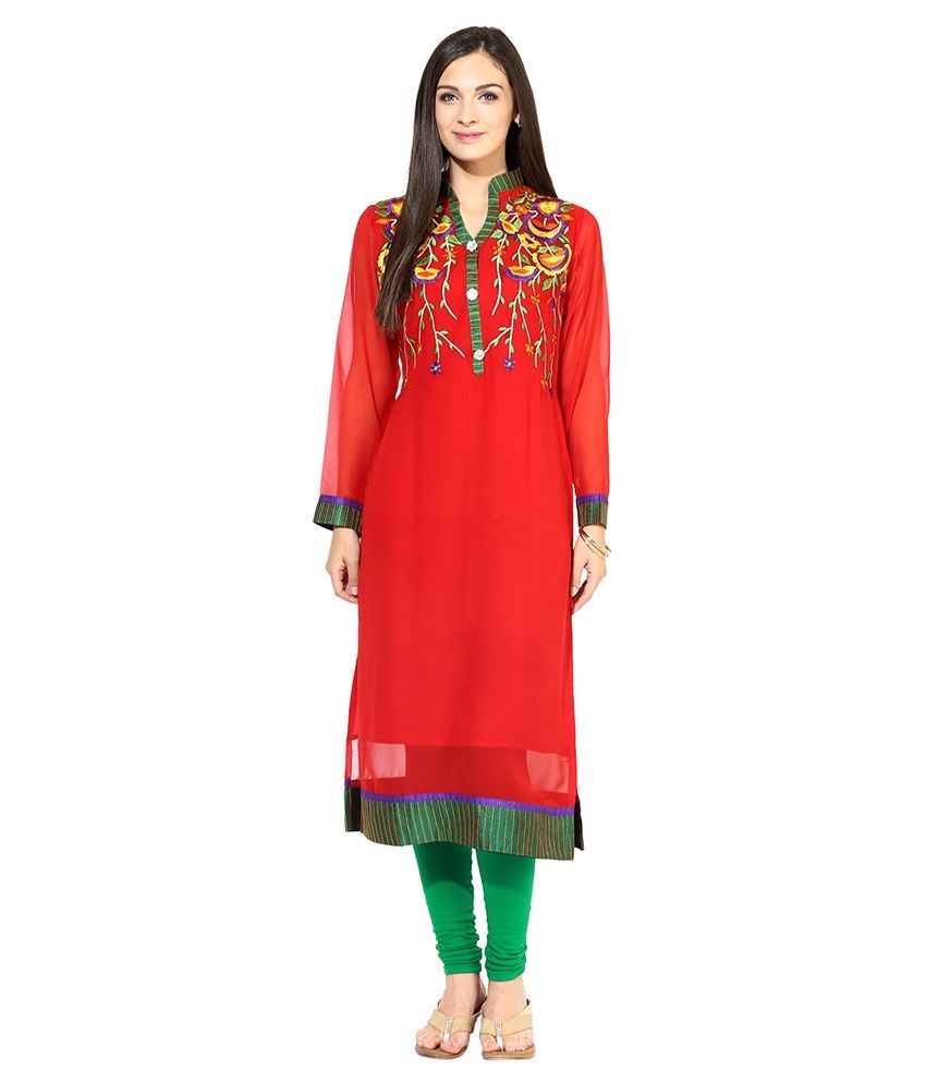 red festive kurti