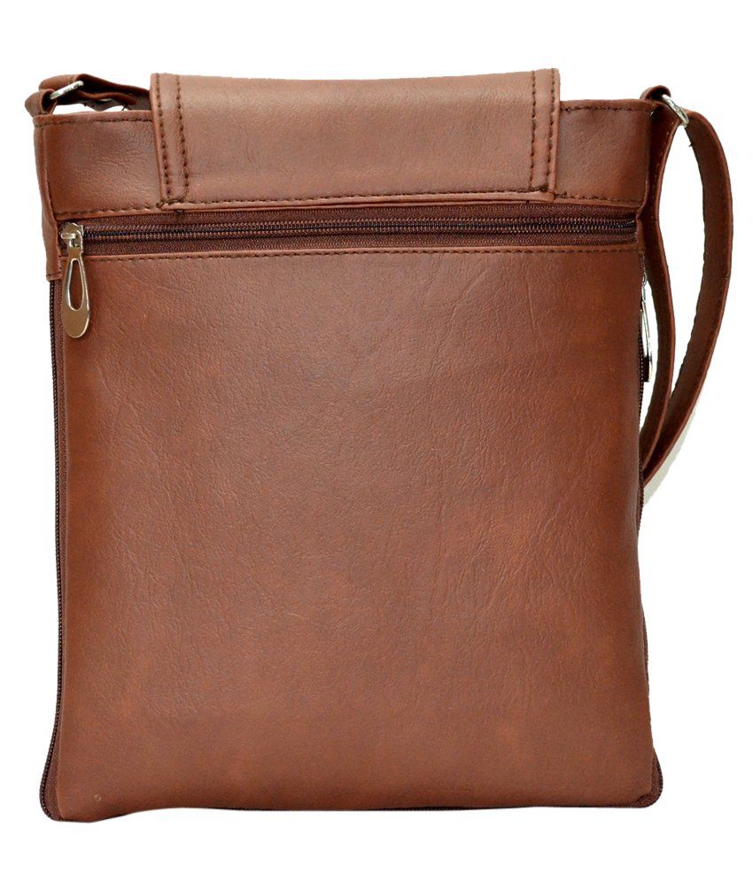 Compact Brown Faux Leather Sling Bag by Utsukushii - Buy Compact Brown ...