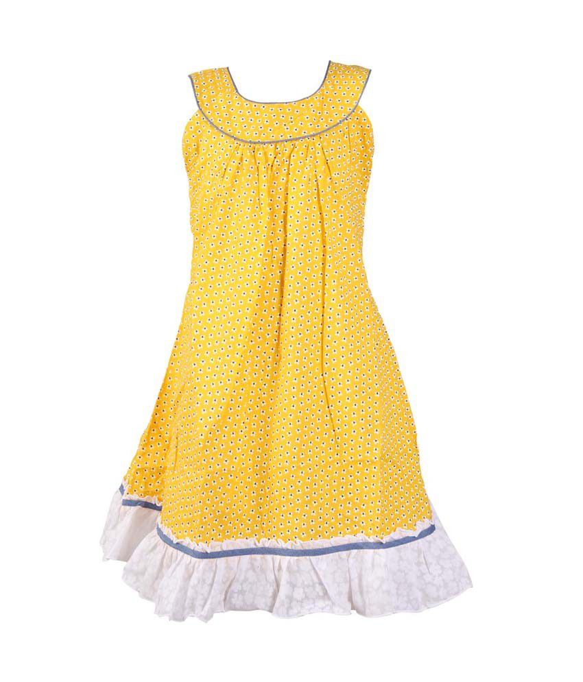 Jilax Yellow Cotton Frocks For Girls - Buy Jilax Yellow Cotton Frocks ...
