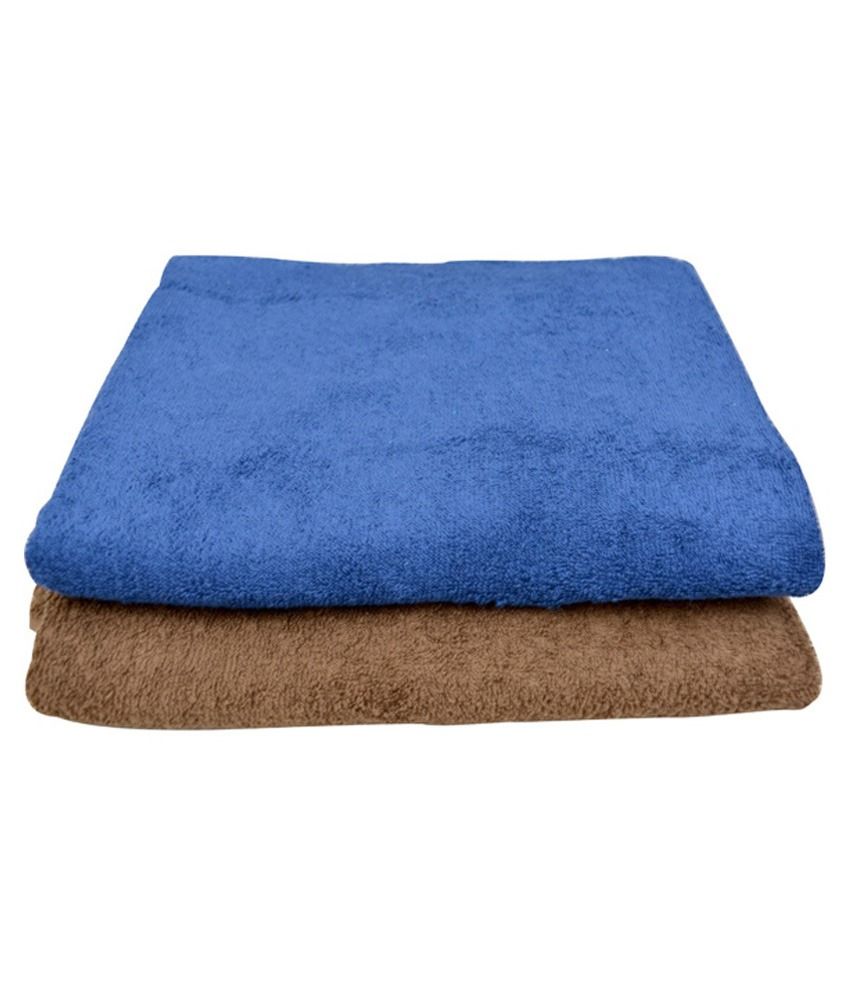 SHWETA Set of 2 Cotton Bath Towel Brown & Blue Buy SHWETA Set of 2