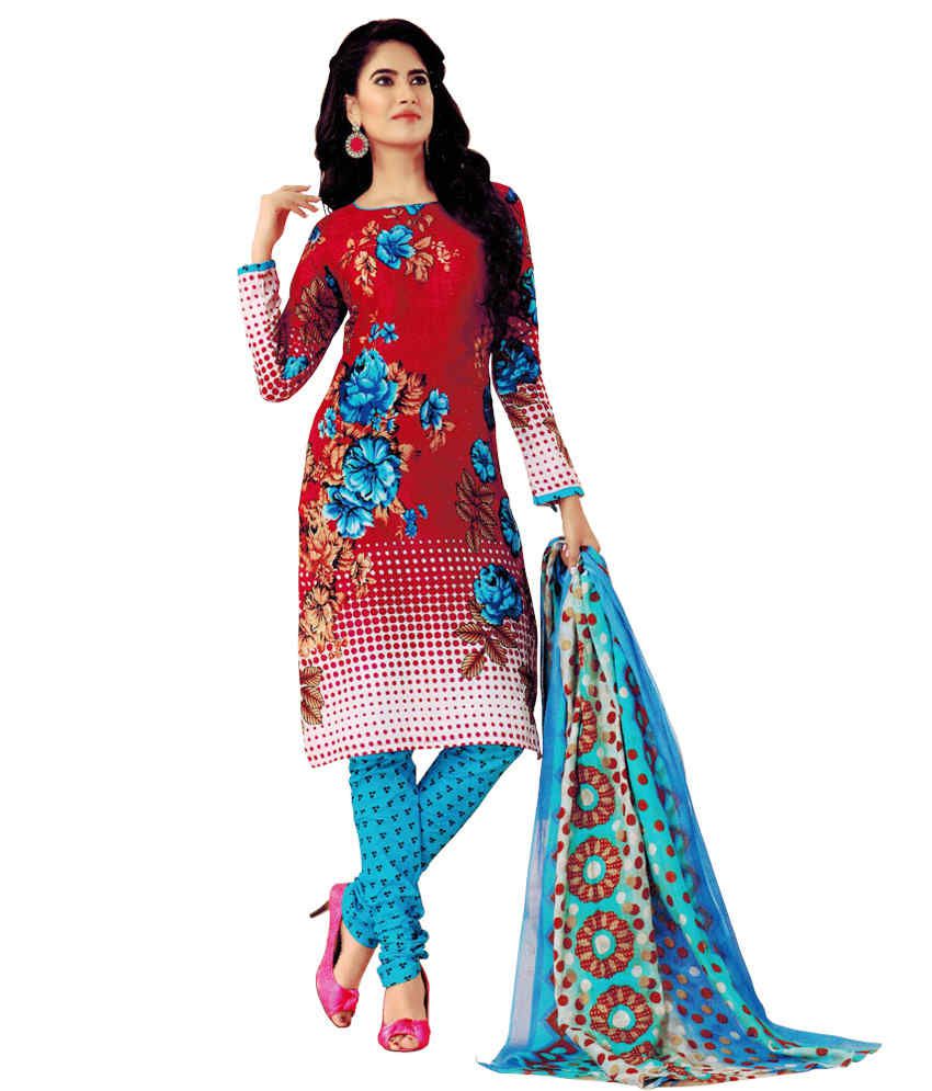 Priya Fashions Jaipuri Printed 100 Cotton Multicolour Un