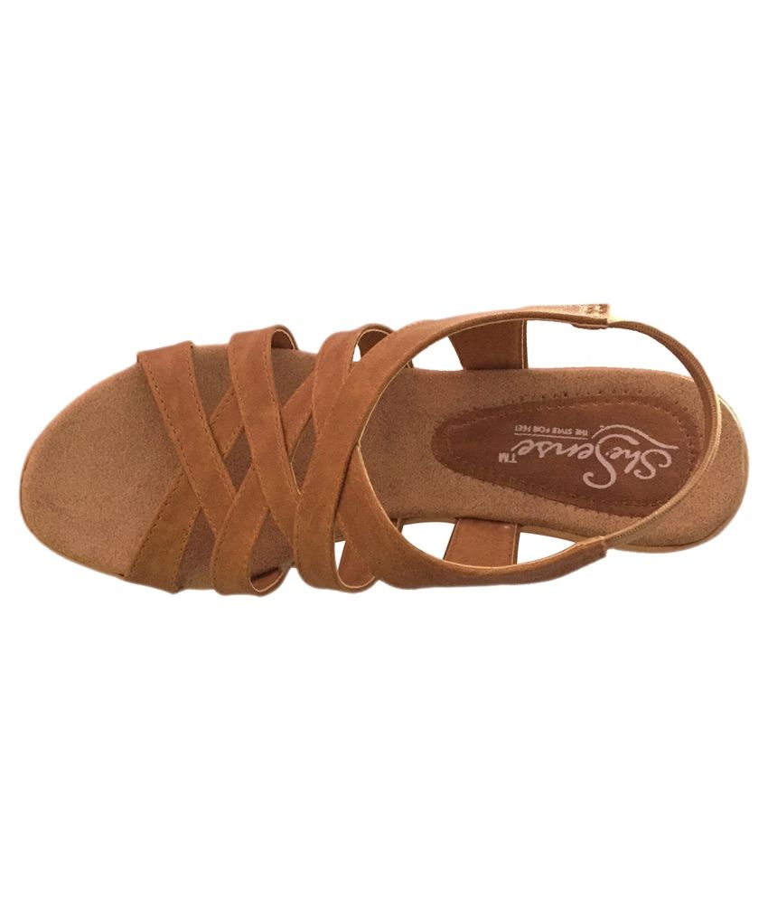 Shesense Tan Low Heel Sandals Price in India Buy Shesense Tan Low Heel