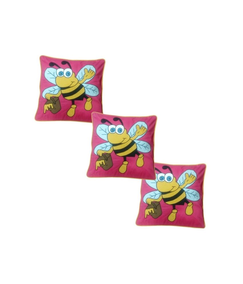     			Hugs'n'Rugs Multicolour Embroidery Cotton Cushion Cover - Set Of 3