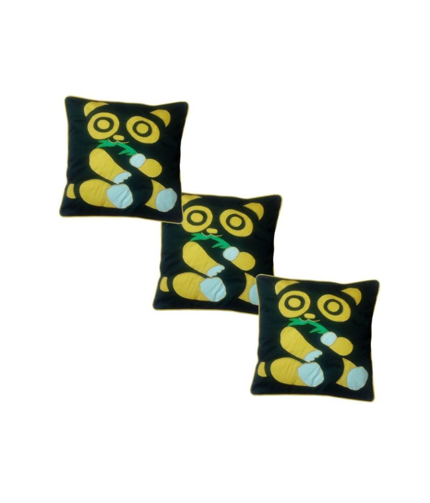     			Hugs'n'Rugs Multicolour Embroidery Cotton Cushion Cover - Set Of 3