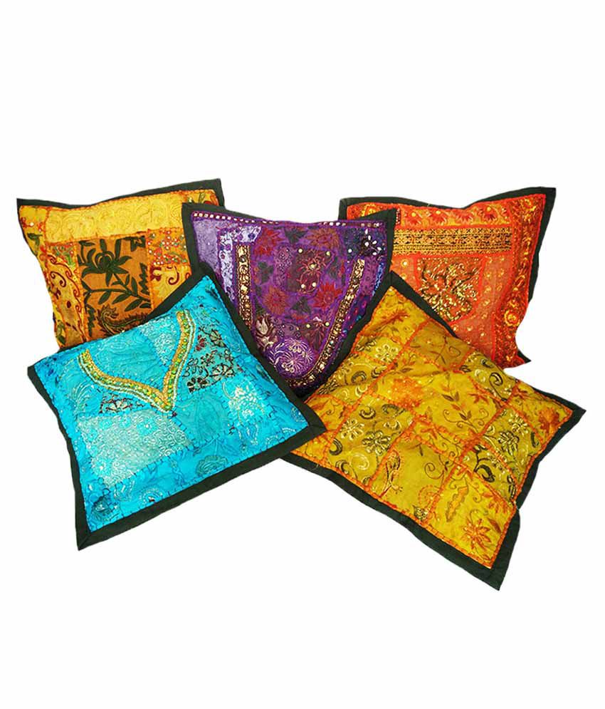 Cultural Trolley Multicolor Cotton Cushion Covers - Set Of 5: Buy ...
