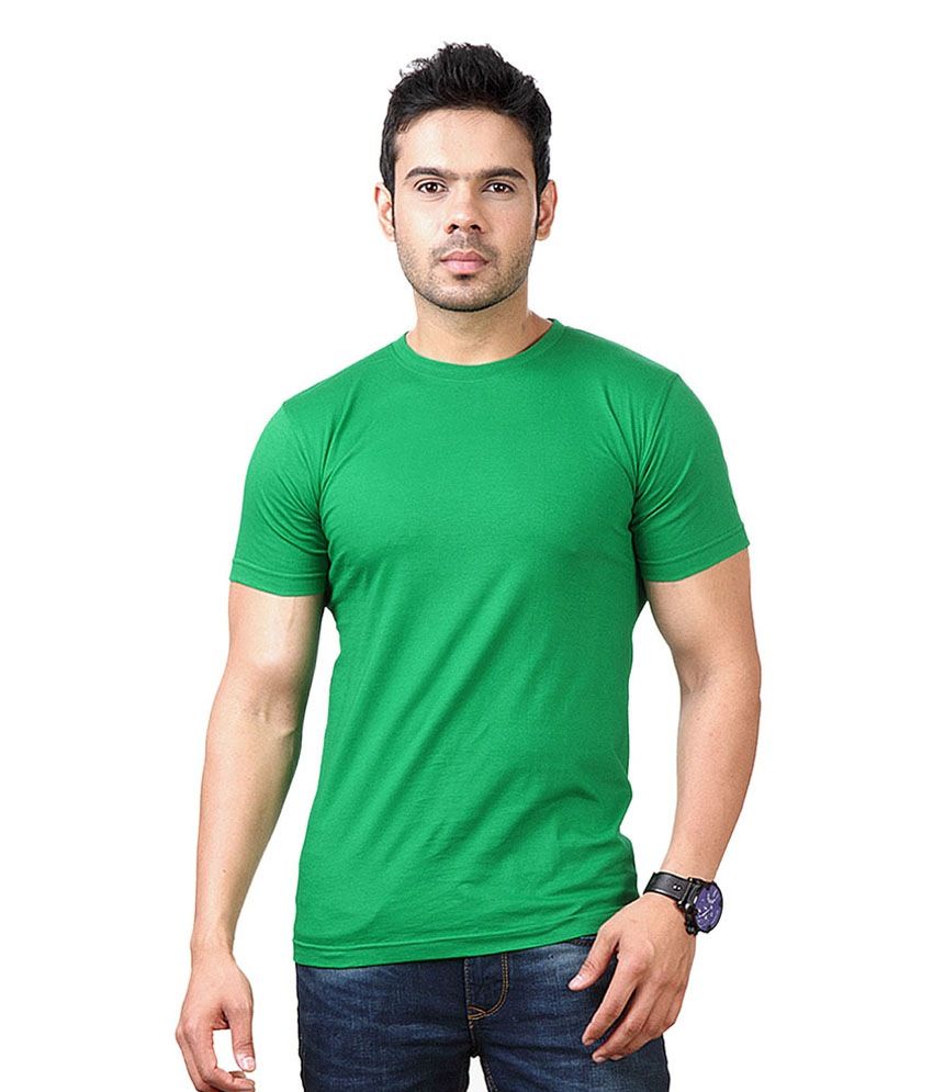     			Funky Guys Polyester Slim Fit Solid Half Sleeves Men's Round T-Shirt - Green ( Pack of 1 )