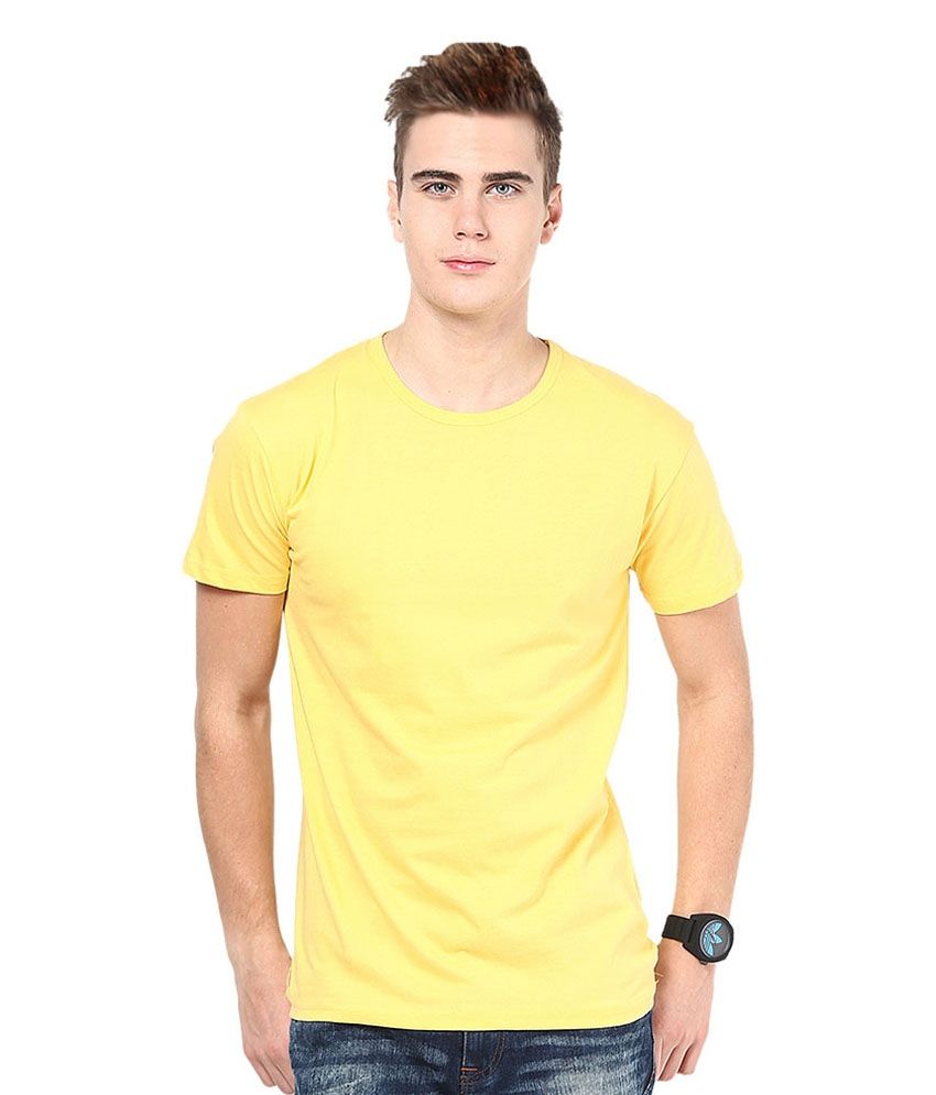     			Funky Guys Polyester Slim Fit Solid Half Sleeves Men's Round T-Shirt - Yellow ( Pack of 1 )