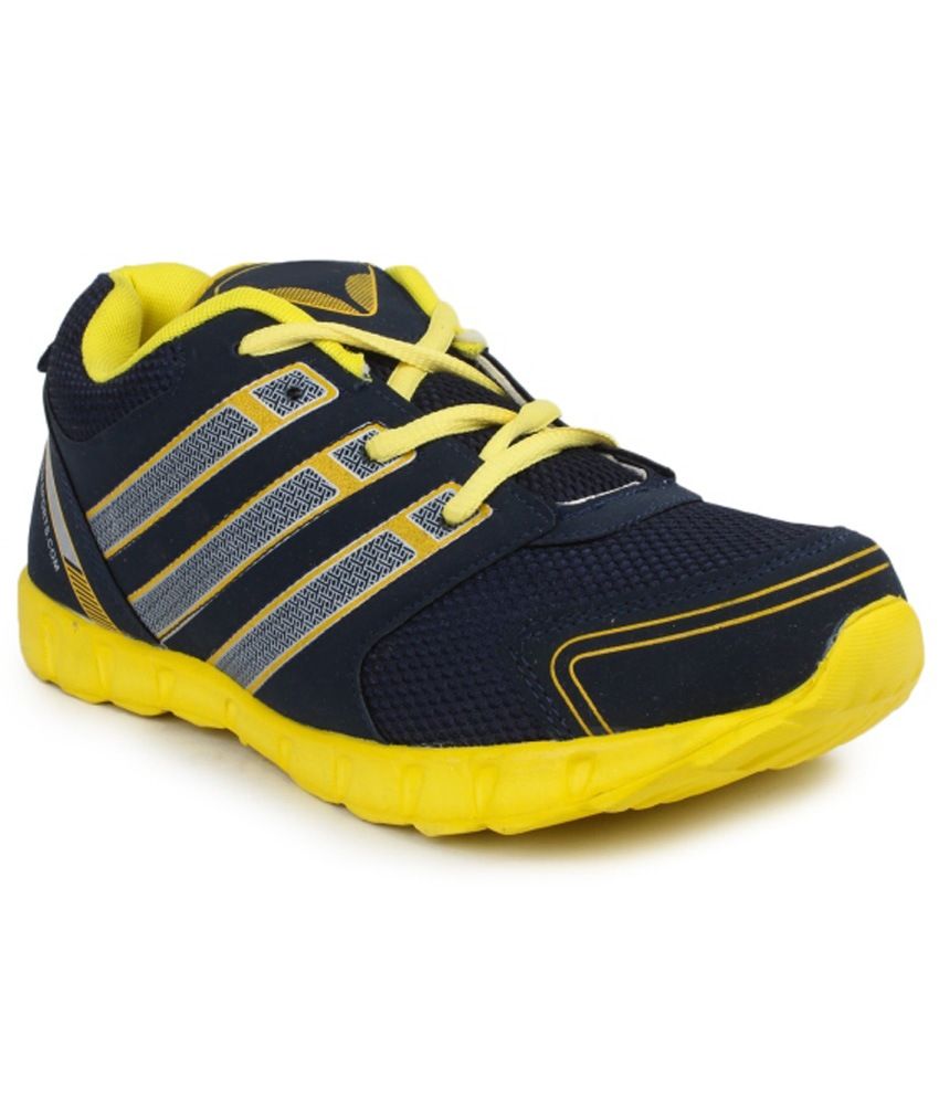 blue yellow running shoes