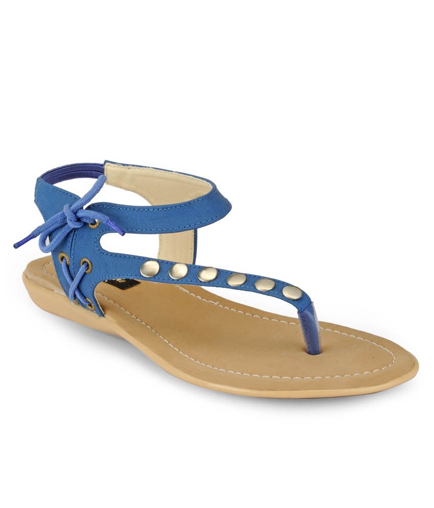Fashion Walk Blue Flat Sandals Price in India- Buy Fashion Walk Blue ...