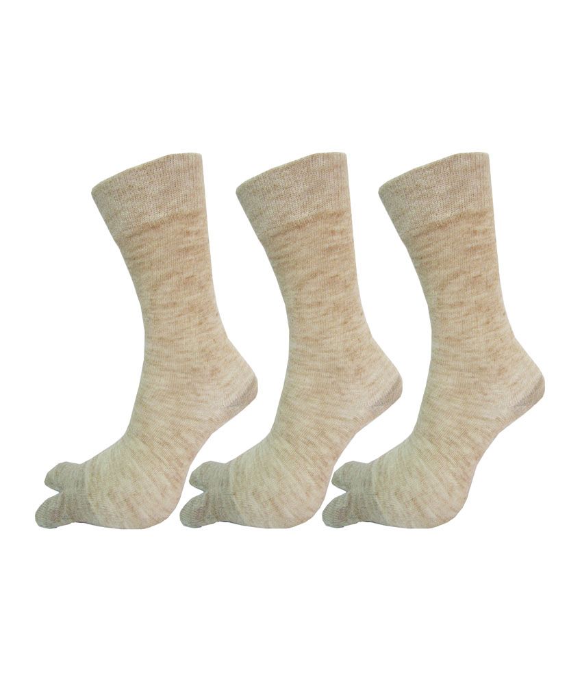     			RC. ROYAL CLASS - Beige Woollen Women's Thumb Socks ( Pack of 3 )