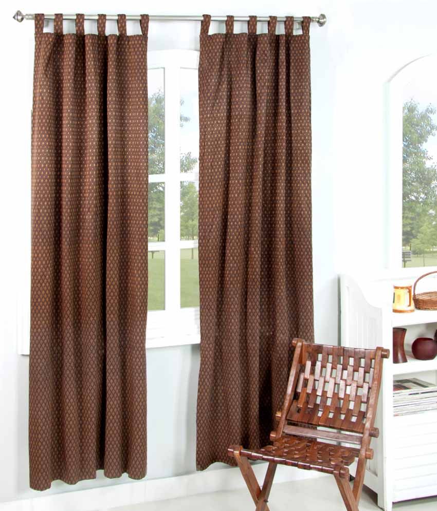 Best Home Single Long Door Loop Curtain Geometrical Brown Buy Best