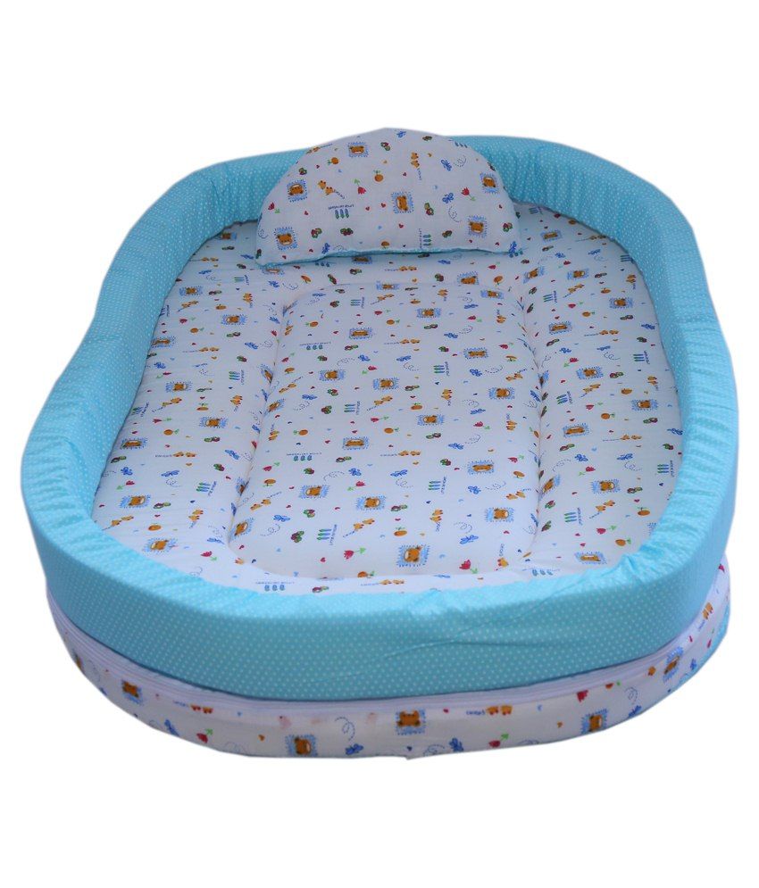 Amardeep Pink Cotton Baby Mattress With Bumper Guard & Mosquito Net