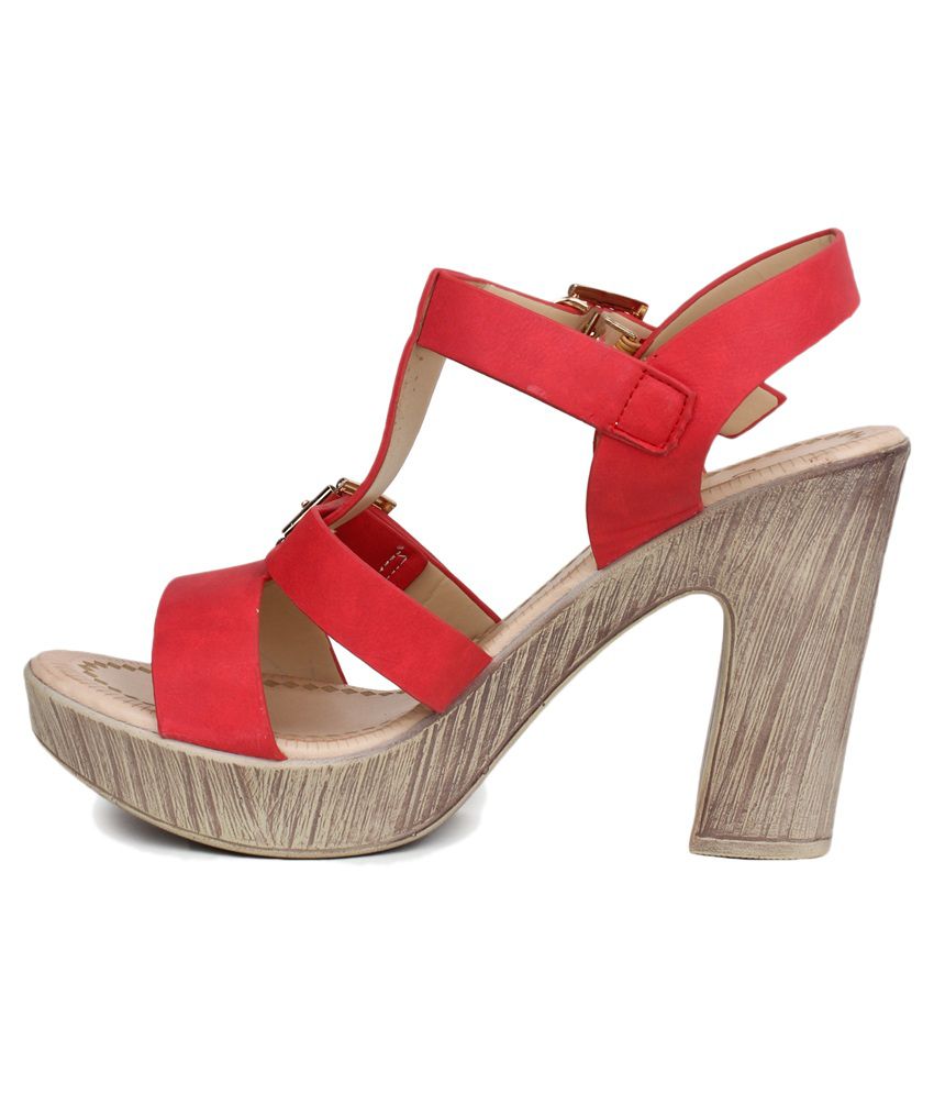 Anahi Red Block Heels Price in India- Buy Anahi Red Block Heels Online ...