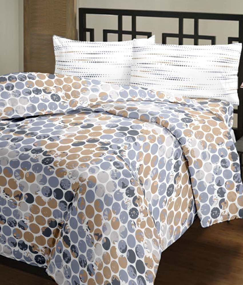 Trident Multicolor Cotton Single Bedsheet With 2 Pillow Covers Buy