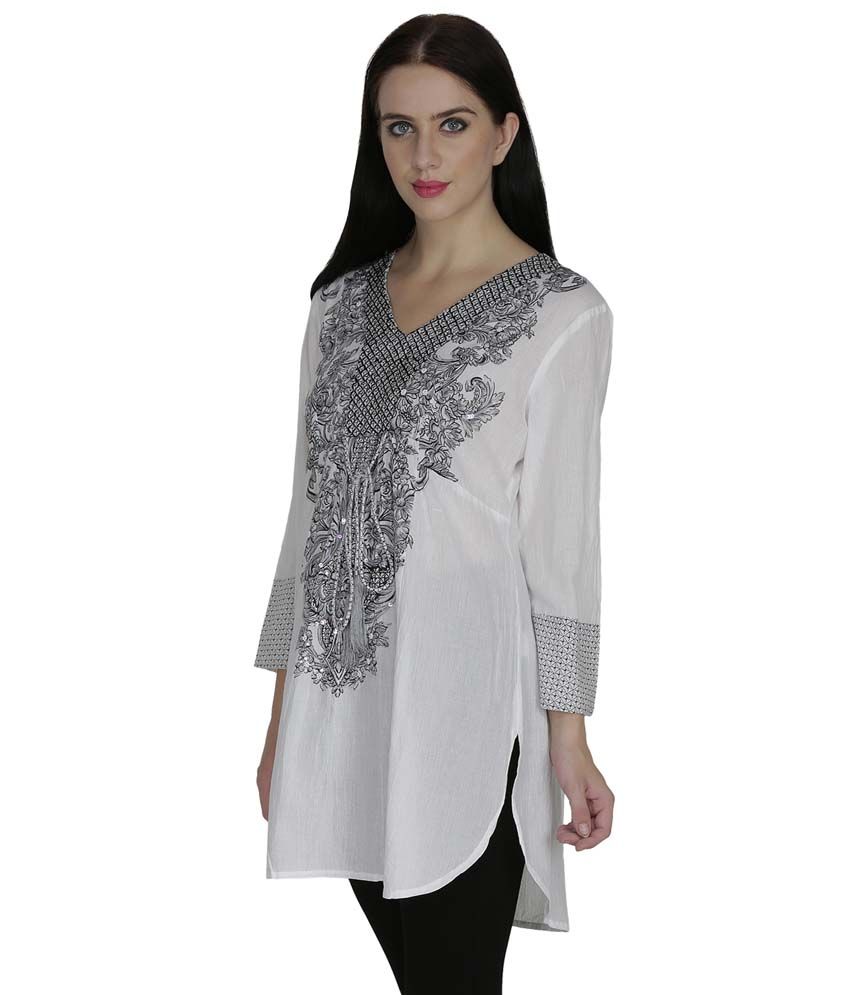 Svt Ada Collections White Cotton Tunics - Buy Svt Ada Collections White Cotton Tunics Online at 