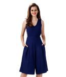 Miss Chase - Navy Blue Crepe Regular Fit Women's Jumpsuit ( Pack of 1 )